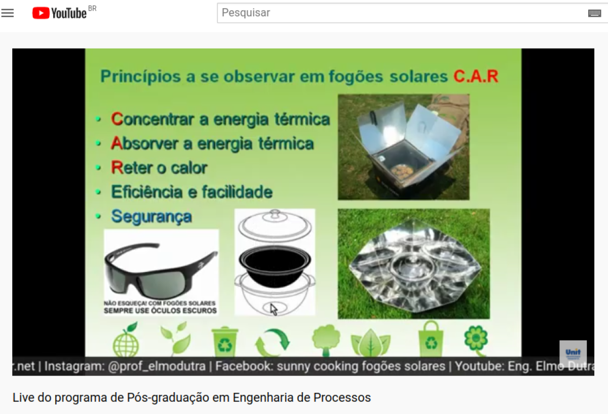 Fogão solar como alternativa sustentável é tema de live (Foto: Assessoria de Imprensa Unit)