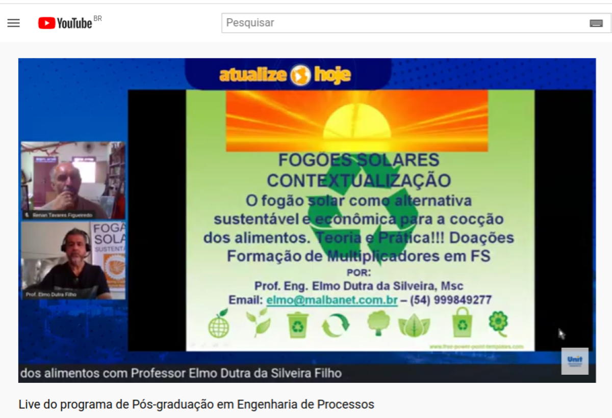 Fogão solar como alternativa sustentável é tema de live (Foto: Assessoria de Imprensa Unit)