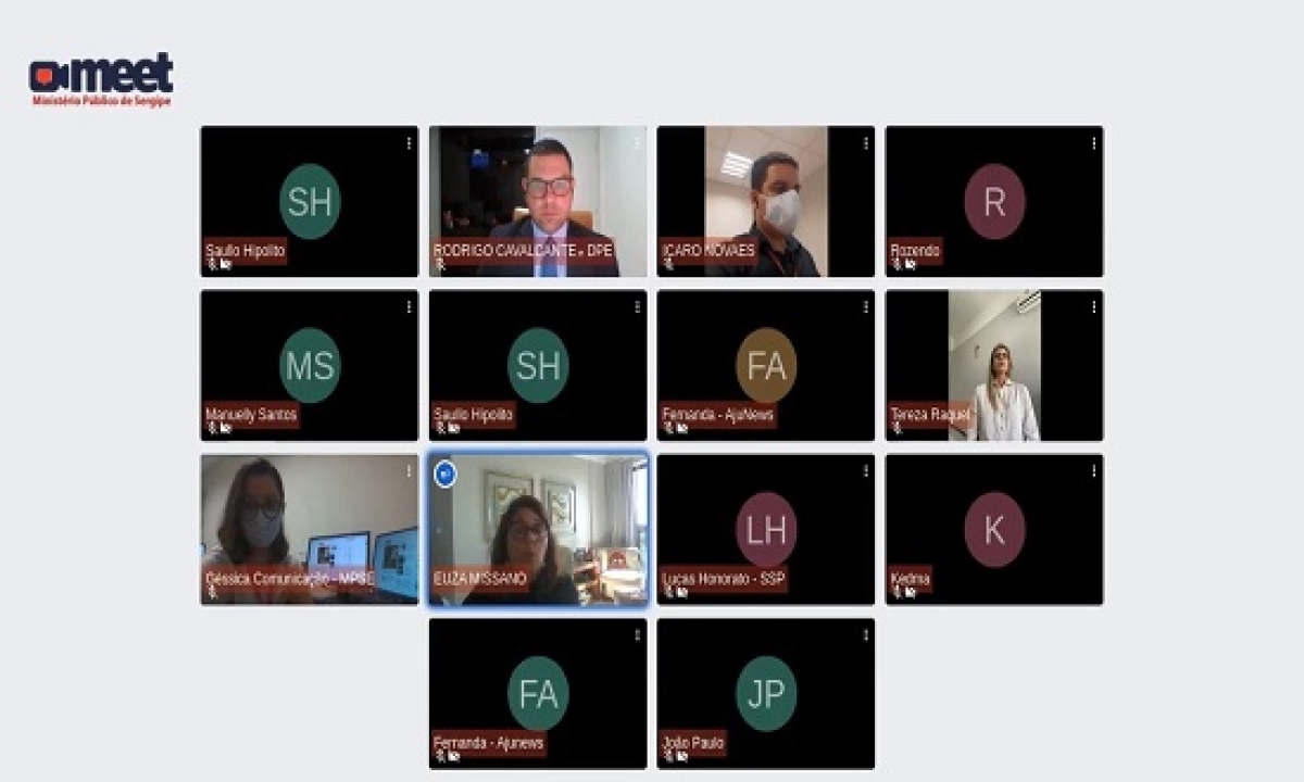 Reunião virtual na manhã desta quarta-feira, 16, entre o Ministério Público de Sergipe (MPE), em parceria com o Procon Estadual e a Defensoria Pública (Foto: Reprodução de vídeo/ MPE)