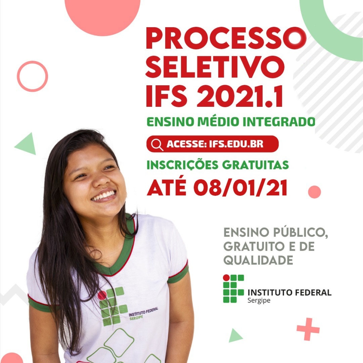 IFS inscreve para processo seletivo dos cursos técnicos integrados (Imagem: Divulgação/ IFS)