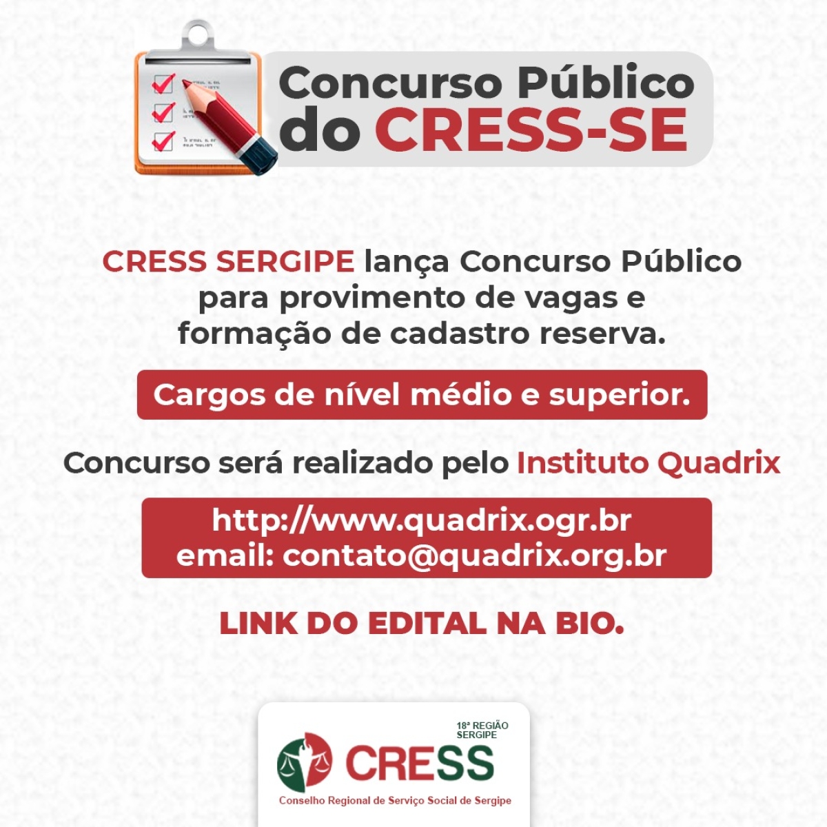CRESS Sergipe lança edital para Concurso Público em Aracaju (Imagem: Divulgação/ Ascom CRESS-SE)