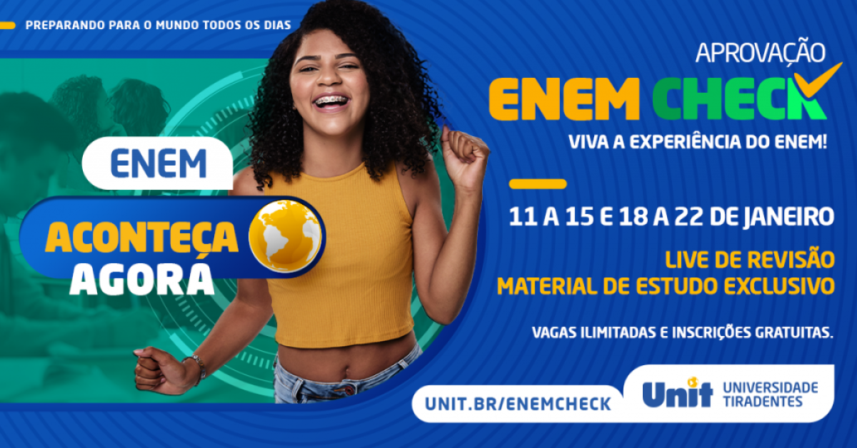 Gratuito: Unit promove lives de preparação para o Enem (Imagem: Divulgação/ Unit)