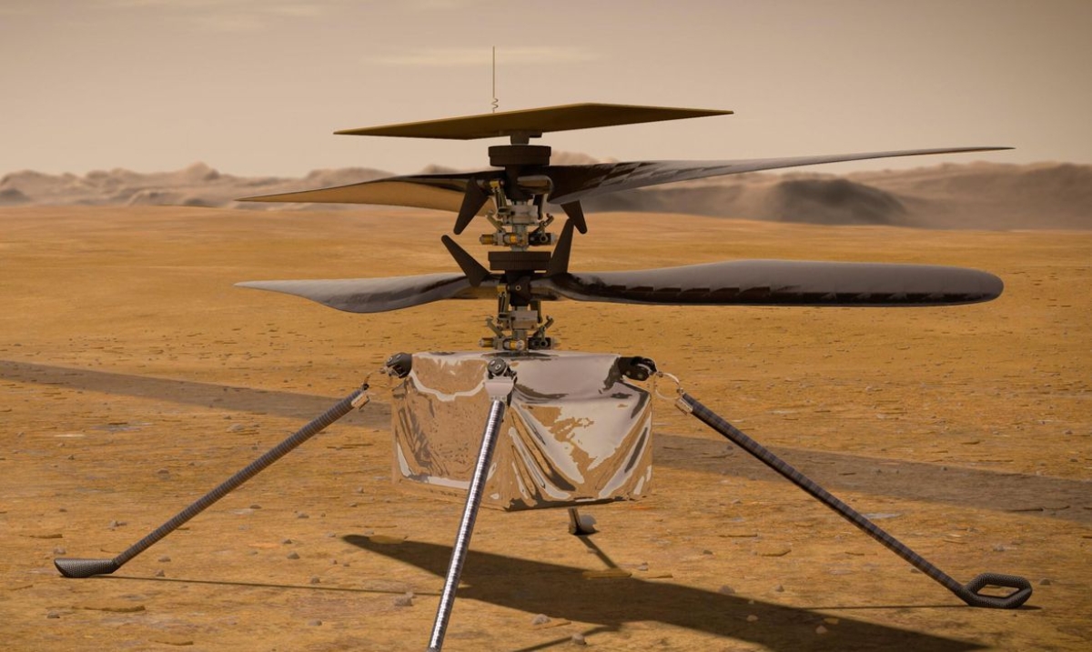 Helicóptero Ingenuity, da Nasa, faz voo teste com êxito em Marte (Imagem: NASA/ JPL-Caltech)