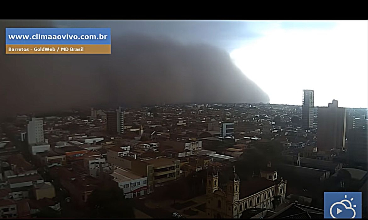 Tempestade de areia atinge cidades do interior de São Paulo (Imagem: Reprodução/ YouTube/ Clima ao Vivo)