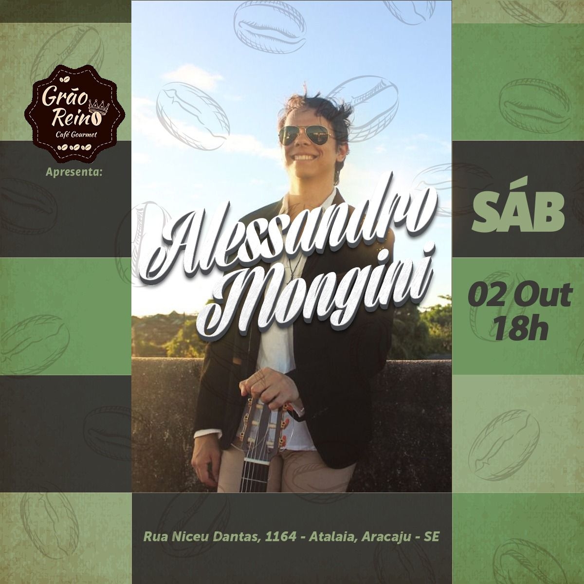 Alessandro Mongini se apresenta no Grão Reino Café (Imagem: Divulgação)