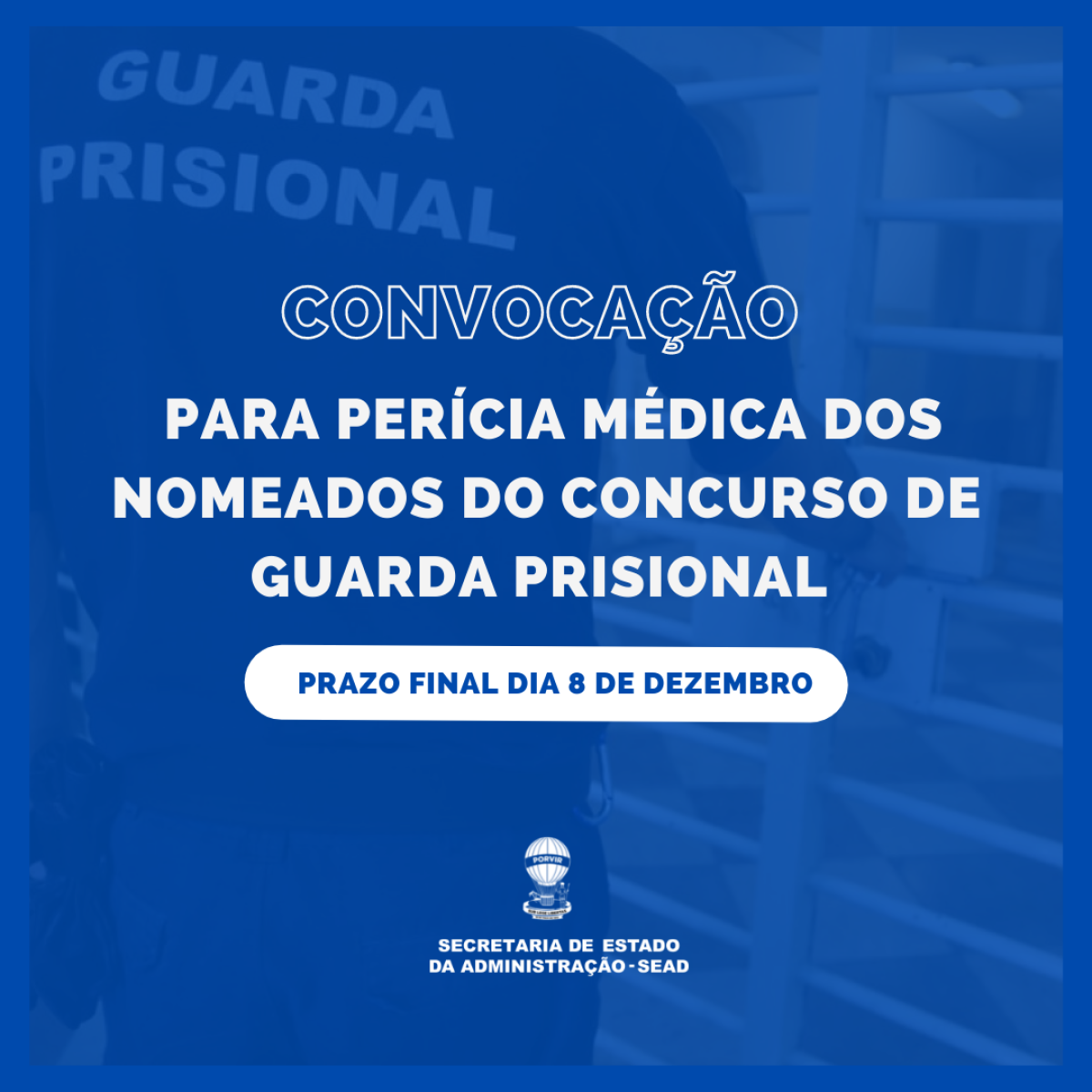 Governo de Sergipe convoca para perícia médica os nomeados do concurso de Guarda Prisional (Imagem: Sead/SE)