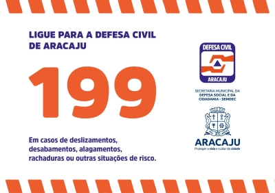 Defesa Civil de Aracaju emite alerta de chuvas moderadas para as próximas 48h (Arte: Secom/ PMA)