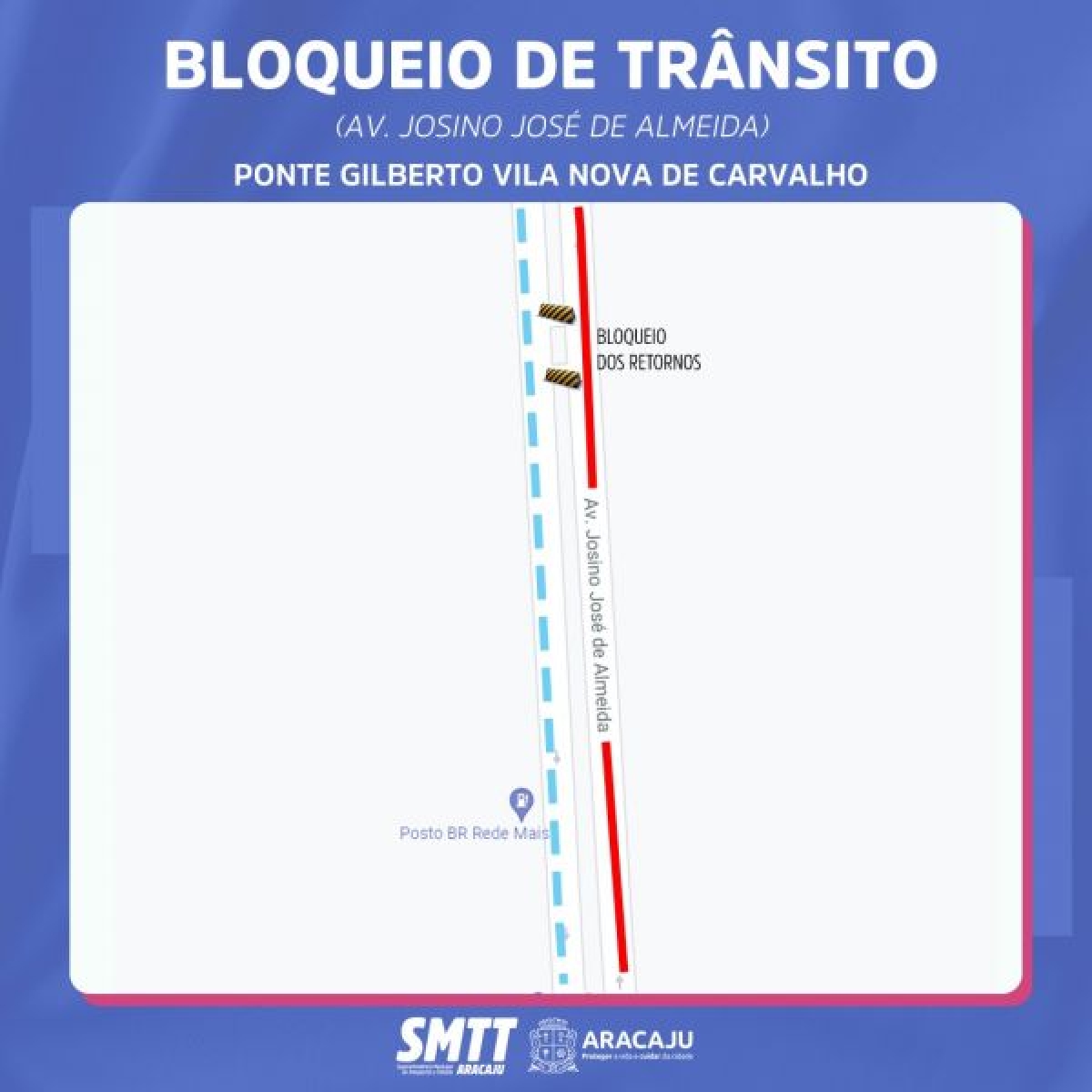 Ponte que liga o bairro Inácio Barbosa ao Conjunto Augusto Franco será interditada no próximo domingo, 16/1 (Imagem: SMTT Aracaju)