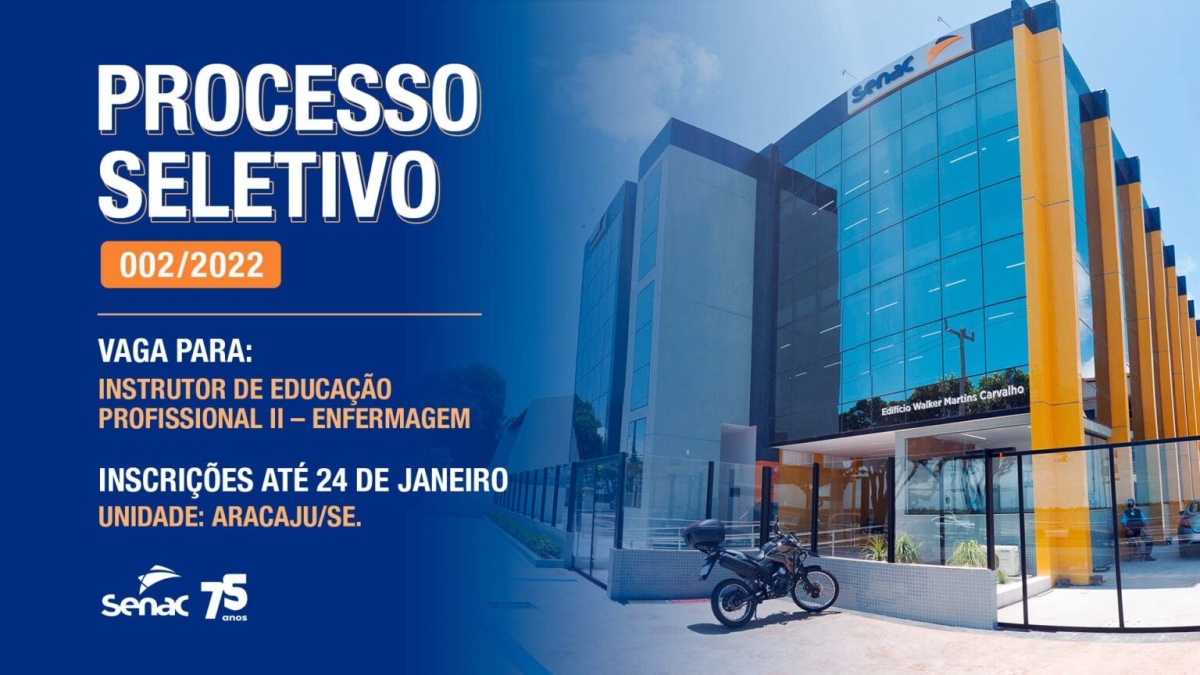 Inscrições para o processo seletivo do Senac ocorrem até está segunda, 24/1 (Imagem: Divulgação/ Senac/SE)