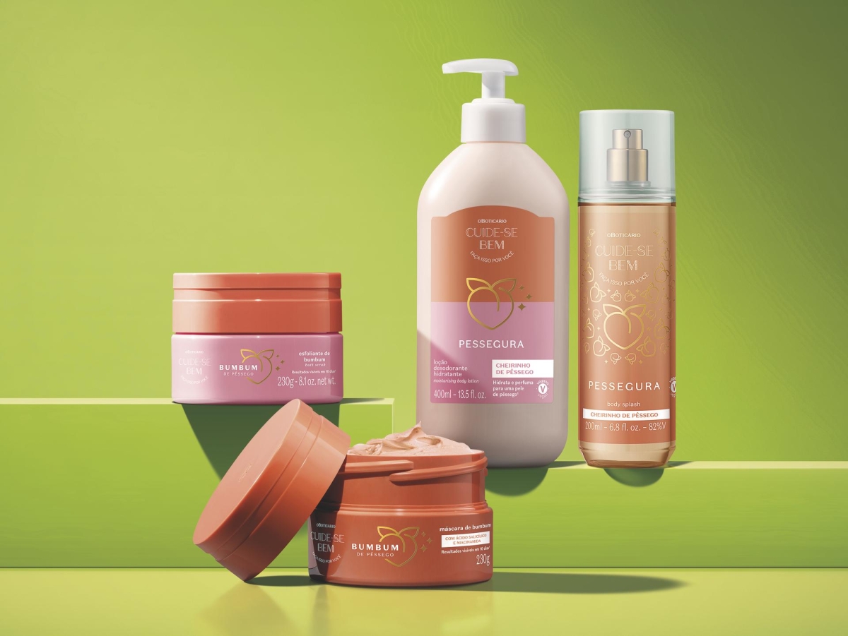 Skincare do bumbum: o Boticário lança Cuide-se Bem Pessegura e adere à nova tendência com fórmulas inovadoras  (Imagem: Divulgação/ O Boticário)