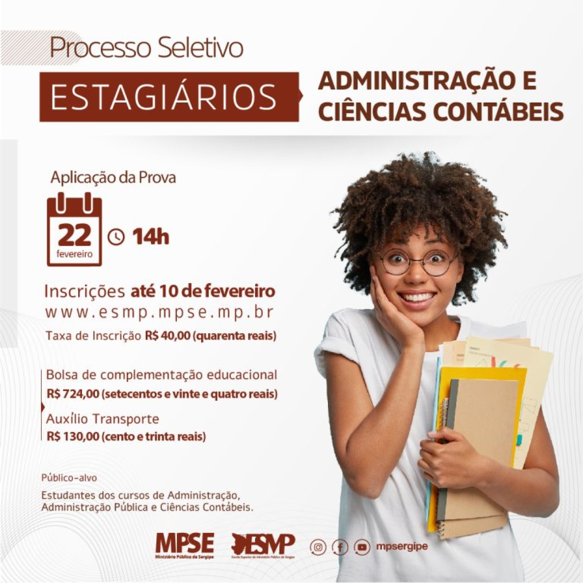 MPSE divulga edital de processo seletivo de estagiários de graduação em Administração, Administração Pública e Ciências Contábeis (Imagem: Divulgação/ MPSE)