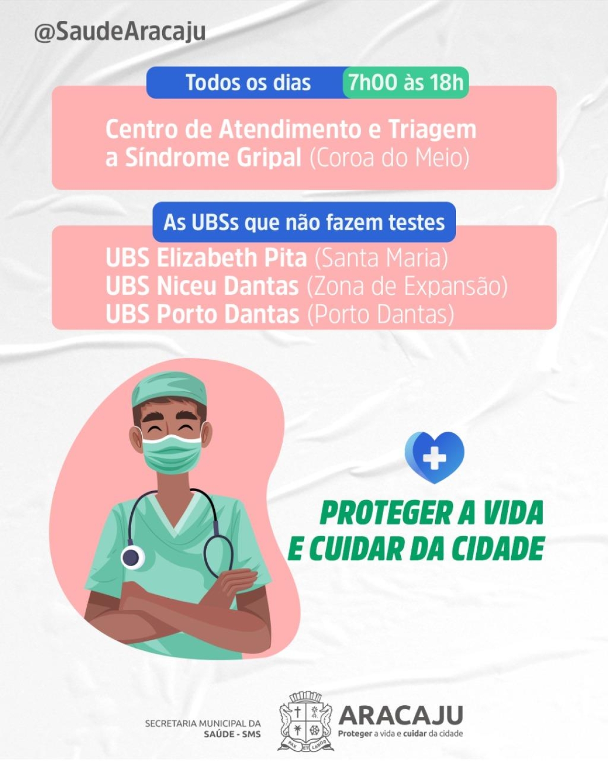 Arte: Ascom/ SMS Aracaju