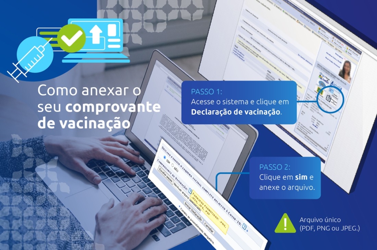 UFS reabre sistema para envio de comprovante de vacinação contra a covid-19 (Arte: Ascom UFS)