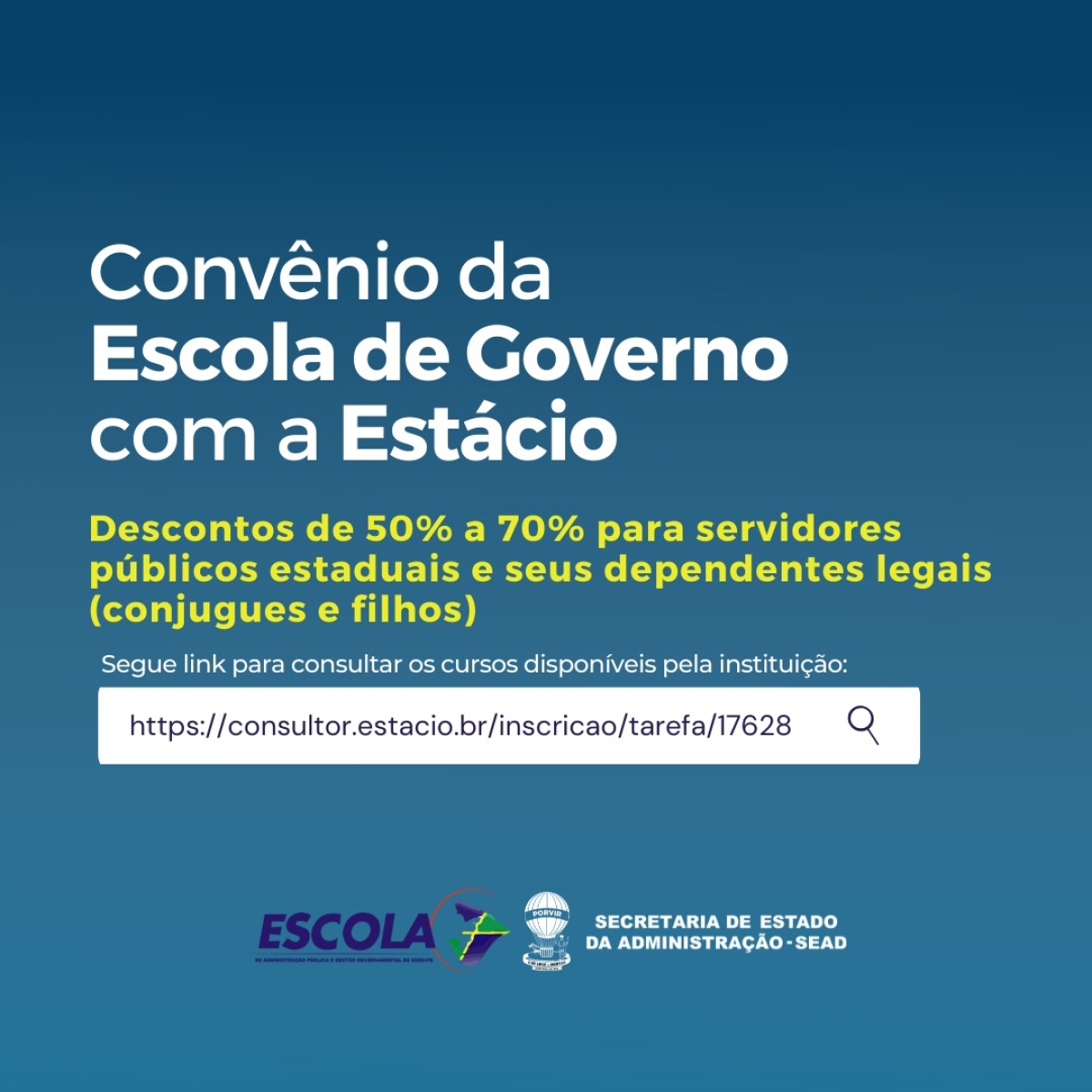 Parceria da Escola de Governo com Estácio proporciona descontos para servidores e dependentes (Imagem: Sead/SE)