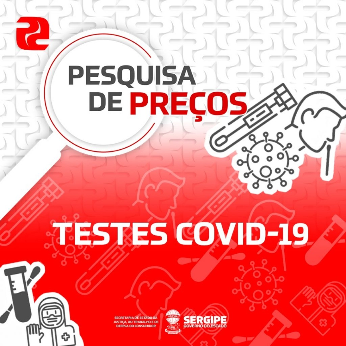 Procon/SE divulga pesquisa de preço de testes de Covid-19 (Imagem: Procon/SE)