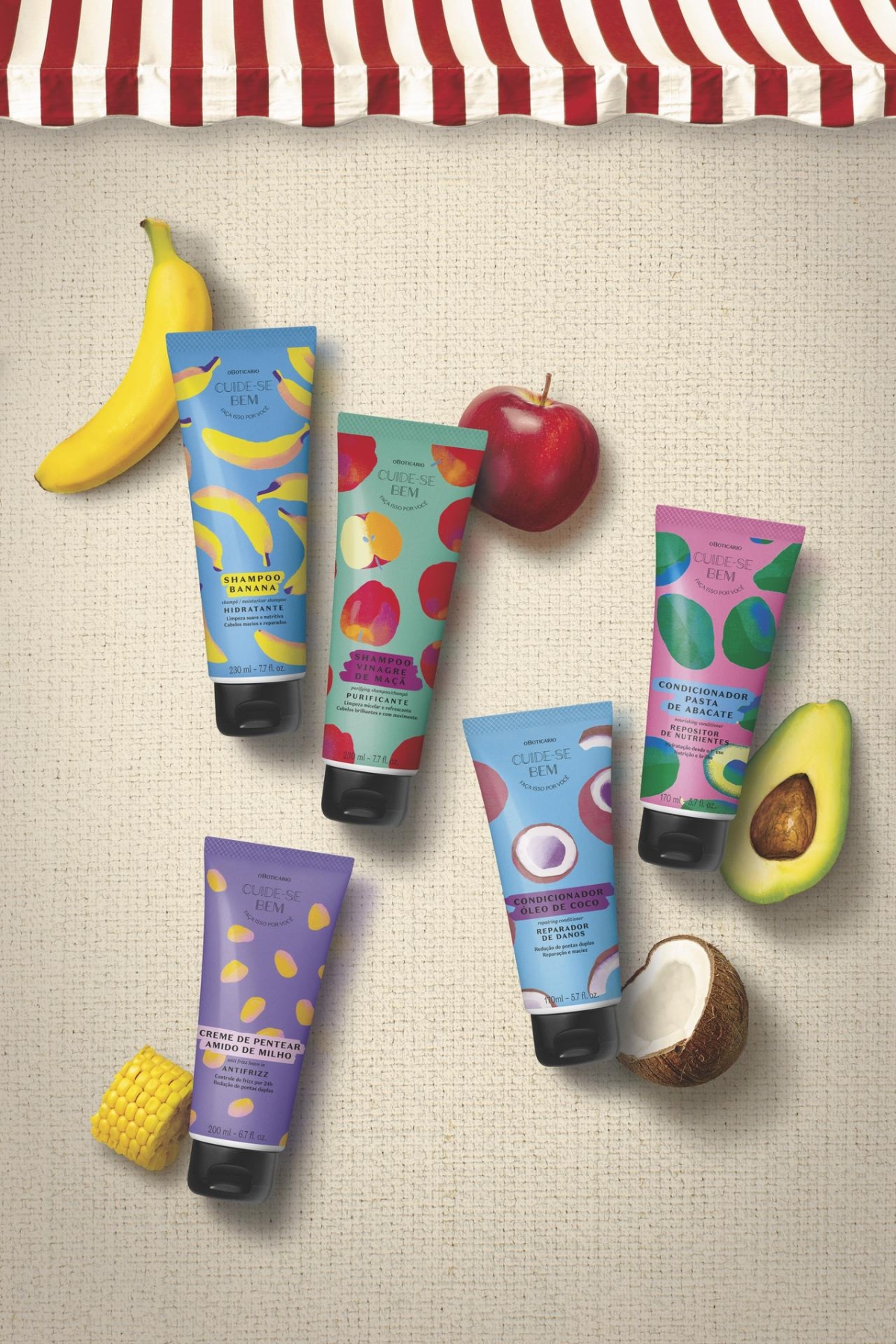 Nova linha de cuidados para o cabelo do Boticário é inspirada em receitinhas caseiras (Foto: Divulgação/ O Boticário)