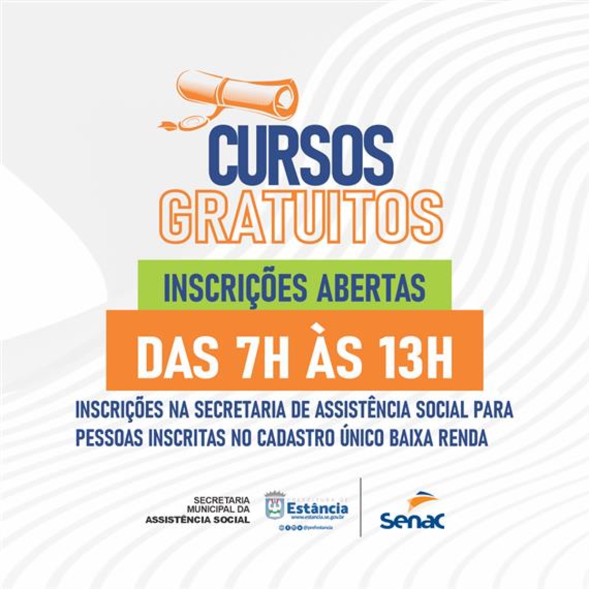 Prefeitura de Estância abre inscrições para cursos que serão ofertados em parceria com o Senac - Imagem: Prefeitura de Estância