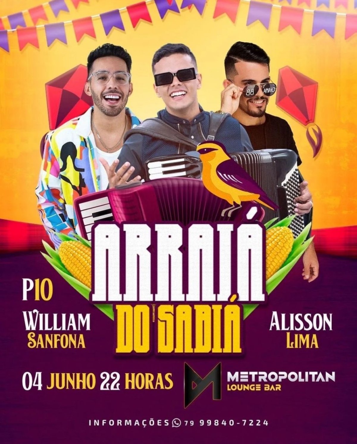 Arraiá do Sabiá acontece no Metropolitan Bar - Imagem: Divulgação
