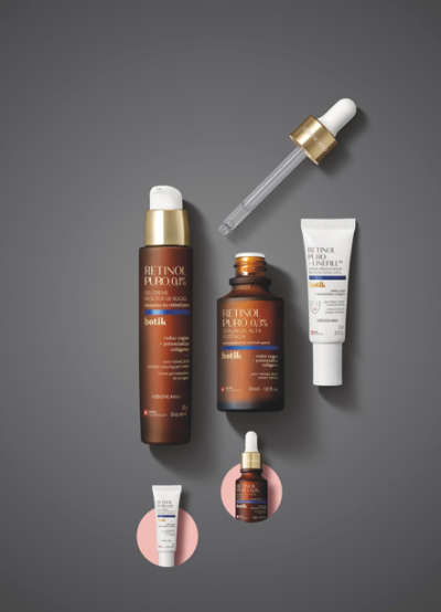 Botik, marca de cuidados faciais do Boticário, lança linha de Retinol com duas variações de concentração do ativo - Imagem: Divulgação | O Boticário