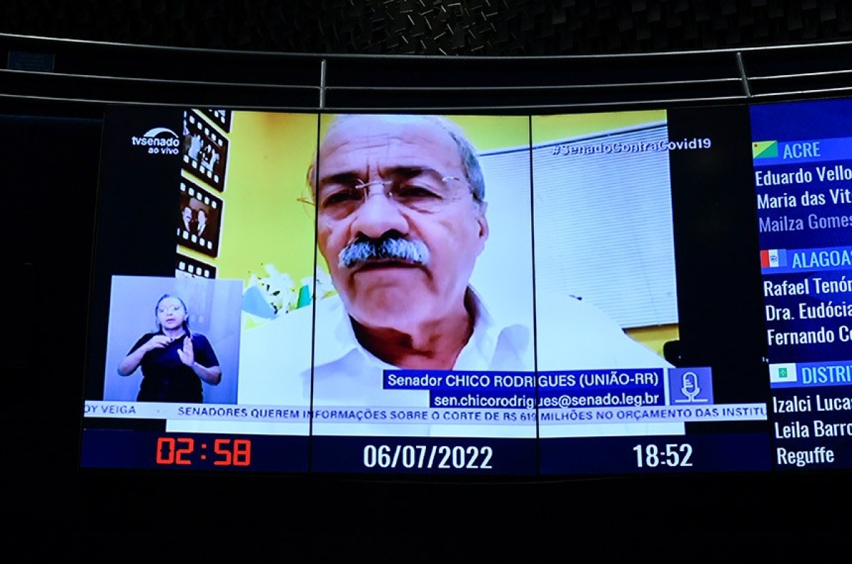 Autor do projeto, o senador Chico Rodrigues participou da sessão plenária desta quarta de forma remota - Foto: Roque de Sá | Agência Senado