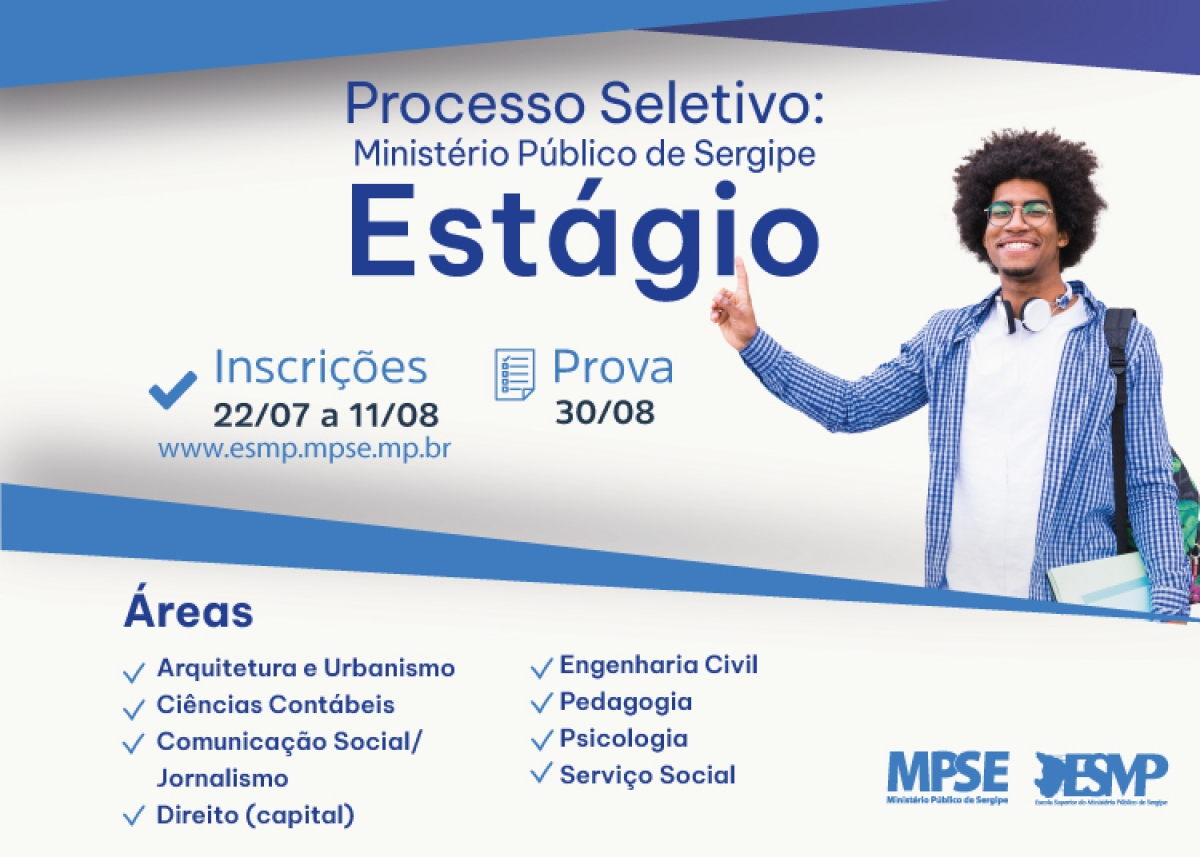 MPSE abre inscrições para processo seletivo de estágio de nível superior - Imagem: Divulgação | MPSE