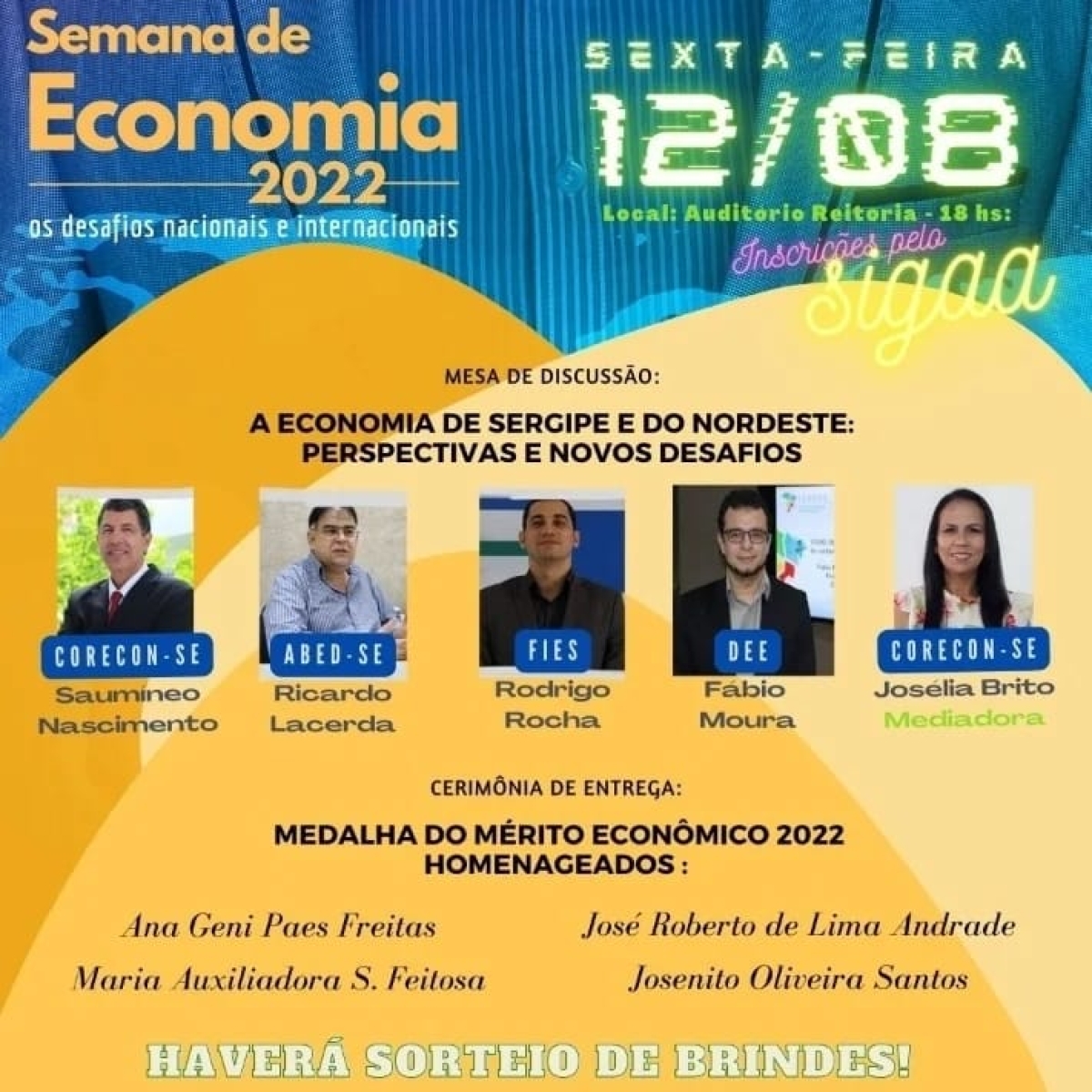 Semana da Economia 2022: CORECON/SE promove debate e homenagens - Imagem: Ascom CORECON/SE