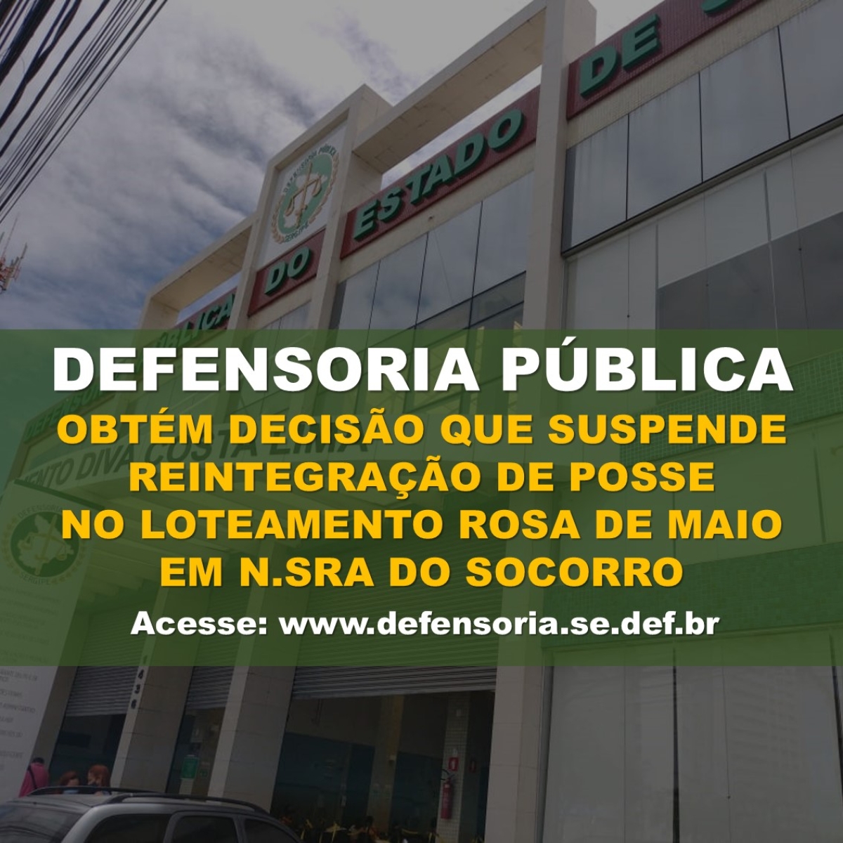 Defensoria Pública obtém decisão que suspende reintegração de posse no Loteamento Rosa de Maio em Socorro - Imagem: DPE/SE