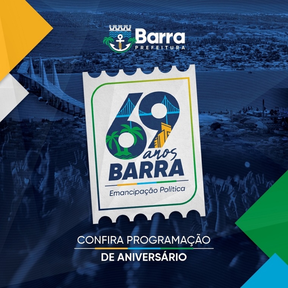 Prefeitura promove programação pelos 69 anos de emancipação da Barra dos Coqueiros - Imagem: Divulgação | Prefeitura da Barra dos Coqueiros