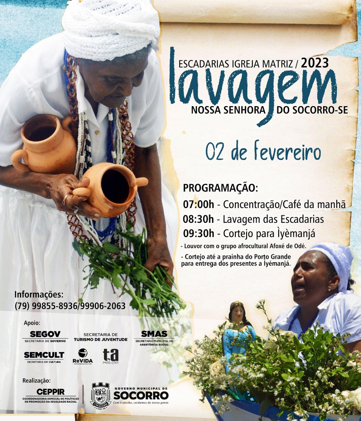 Lavagem das escadarias da Igreja Matriz e cortejo para ?yemanjá - Imagem: Divulgação
