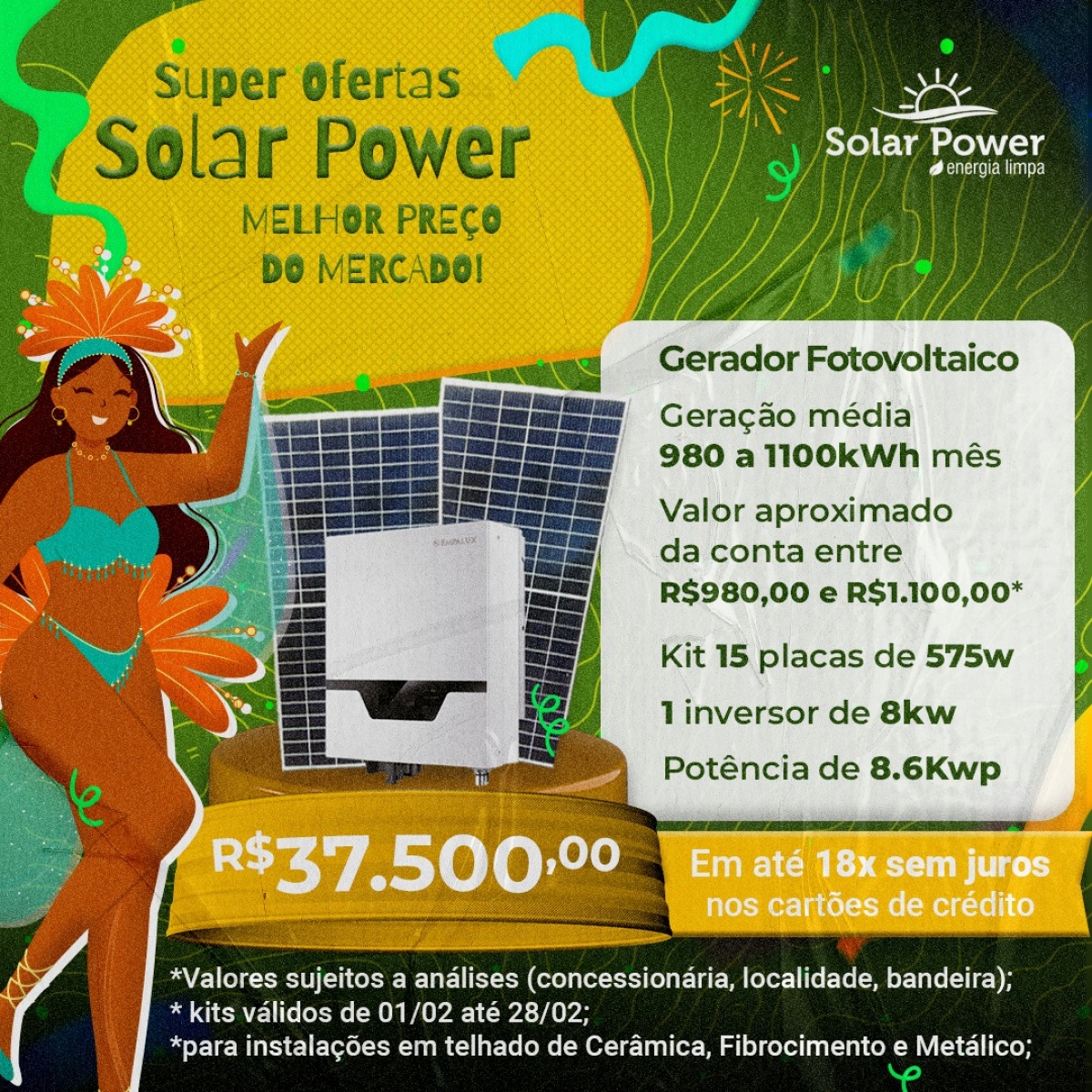 Solar Power - Energia Limpa: fevereiro de Super Ofertas, oportunidade única para quem quer economizar energia em 2023 - Imagem: divulgação/SolarPower