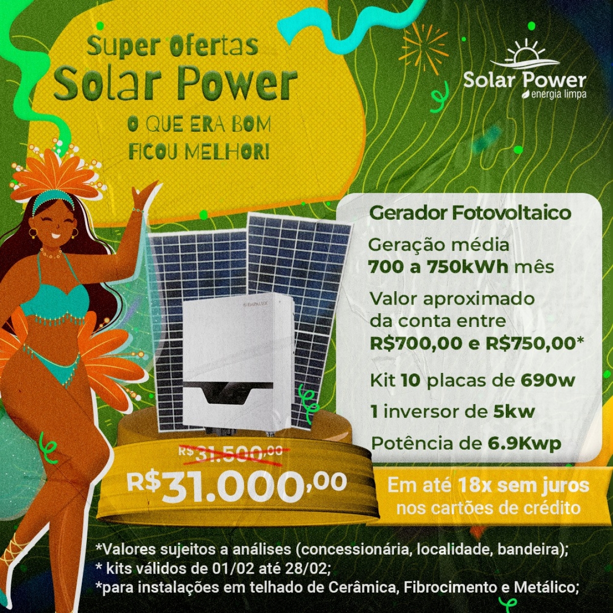 Solar Power - Energia Limpa: fevereiro de Super Ofertas, oportunidade única para quem quer economizar energia em 2023 - Imagem: divulgação/SolarPower