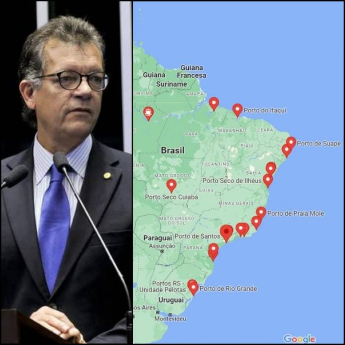 Laércio Oliveira chama a atenção para algo que precisa do empenho de todos os sergipanos, sem exceção: o Porto de Sergipe está, literalmente, fora do mapa! - Foto: Site Laércio Oliveira