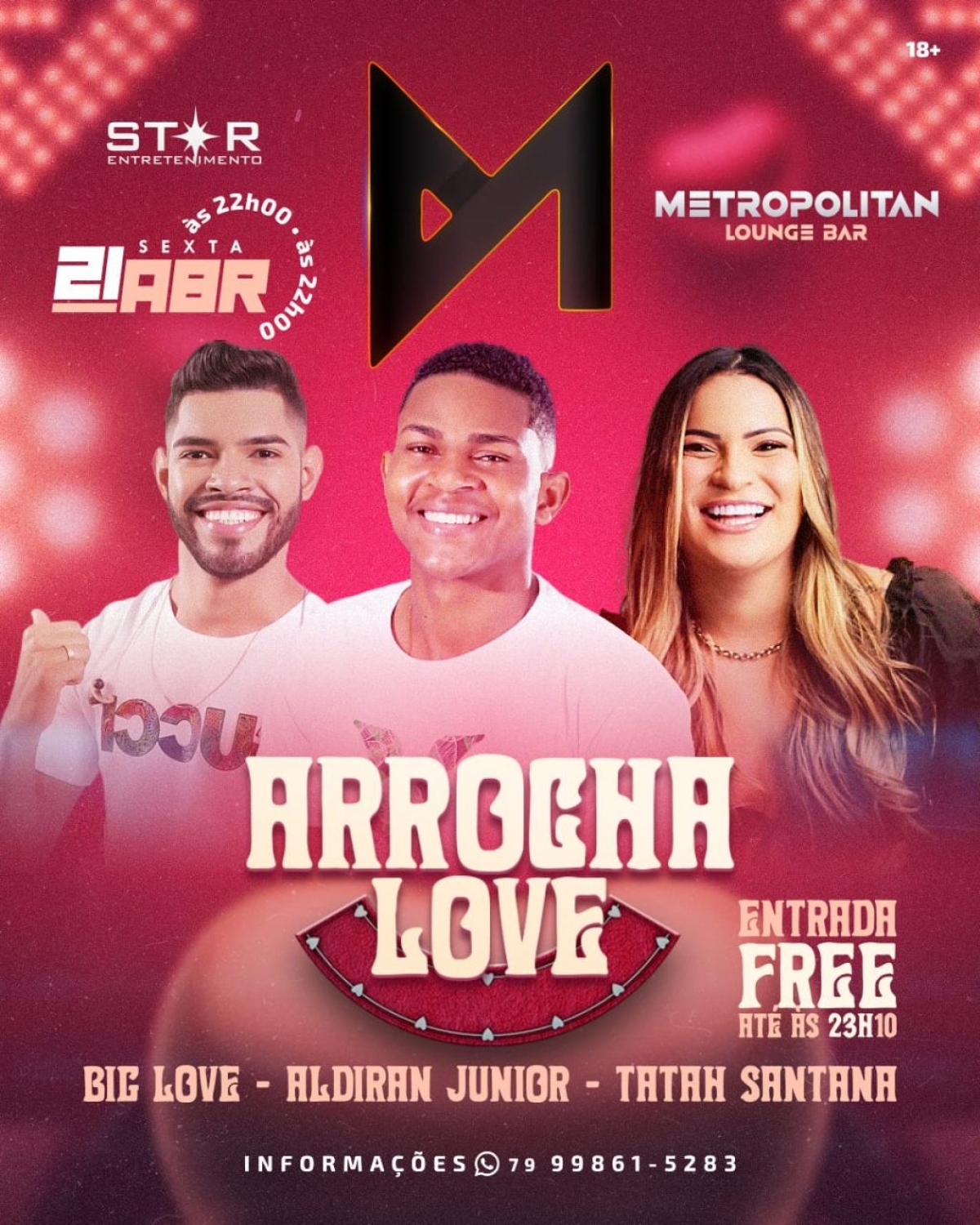 Big Love, Tatah Santana e Aldiran Júnior serão atrações no Metropolitan - Imagem: Divulgação