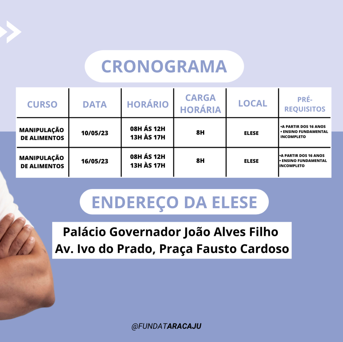 Fundat abre inscrições para a oficina de Manipulação de Alimentos - Imagem: Divulgação | Fundat