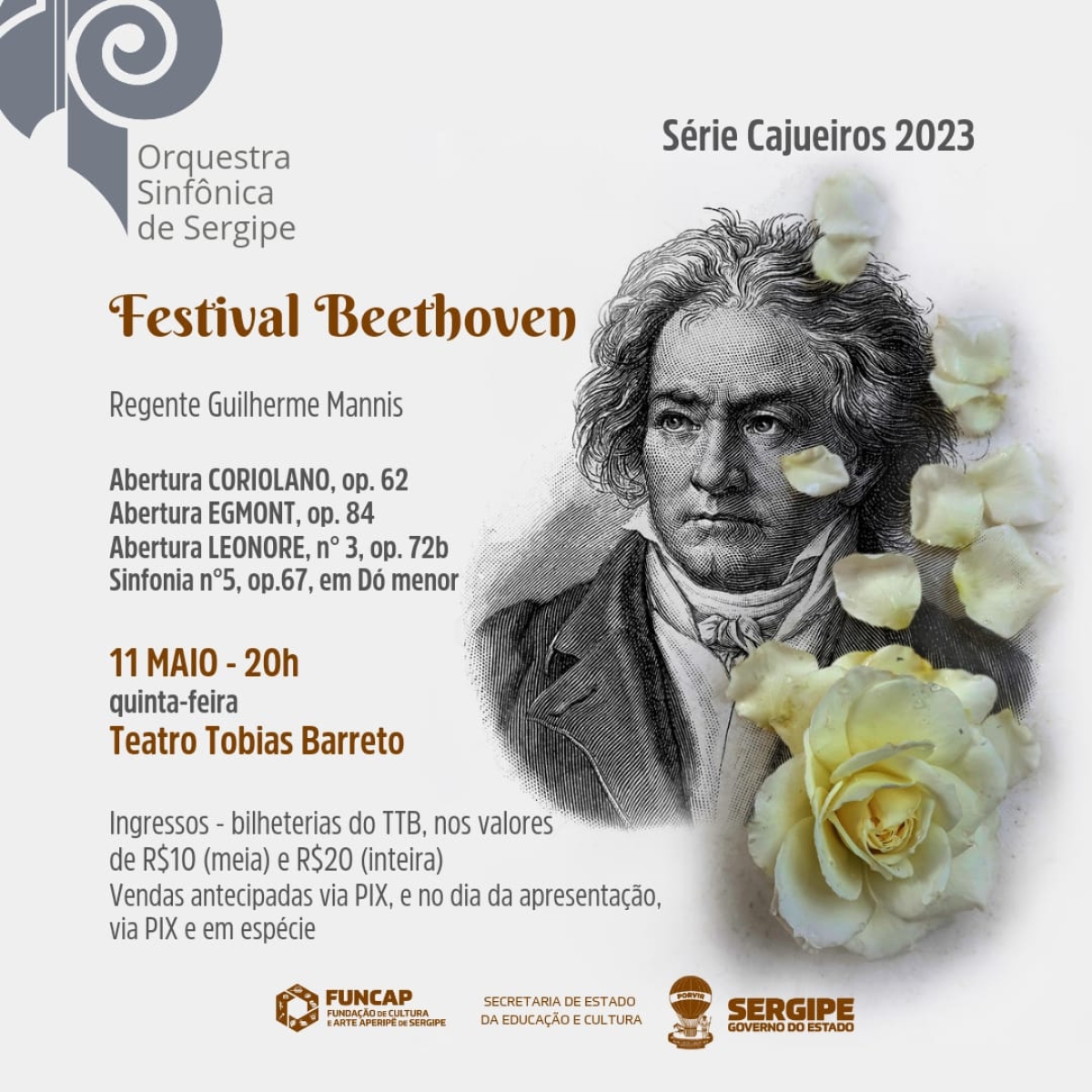 Orquestra Sinfônica de Sergipe realiza festival Beethoven no Teatro Tobias Barreto - Imagem: Divulgação | Funcap