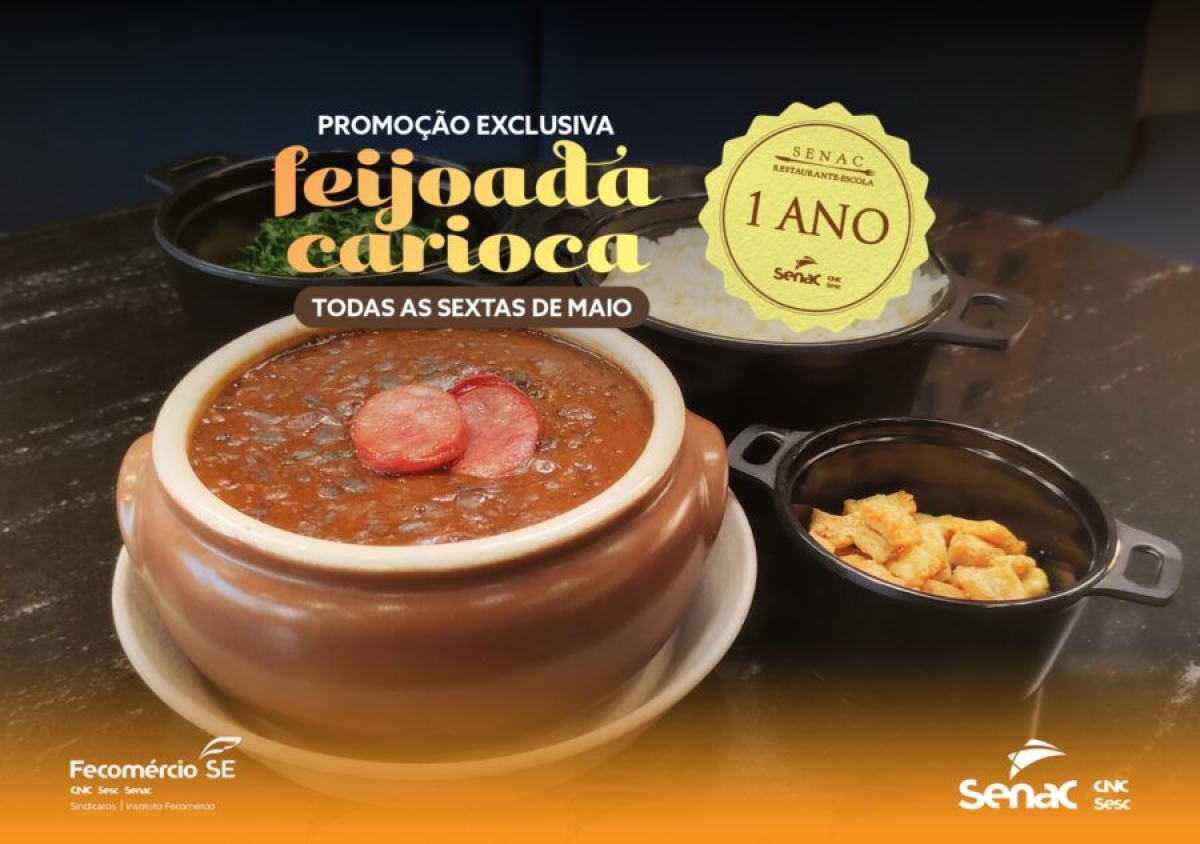 Restaurante Escola Senac Bistrô comemora um ano de reinaugurado com promoção da feijoada - Imagem: Senac/SE