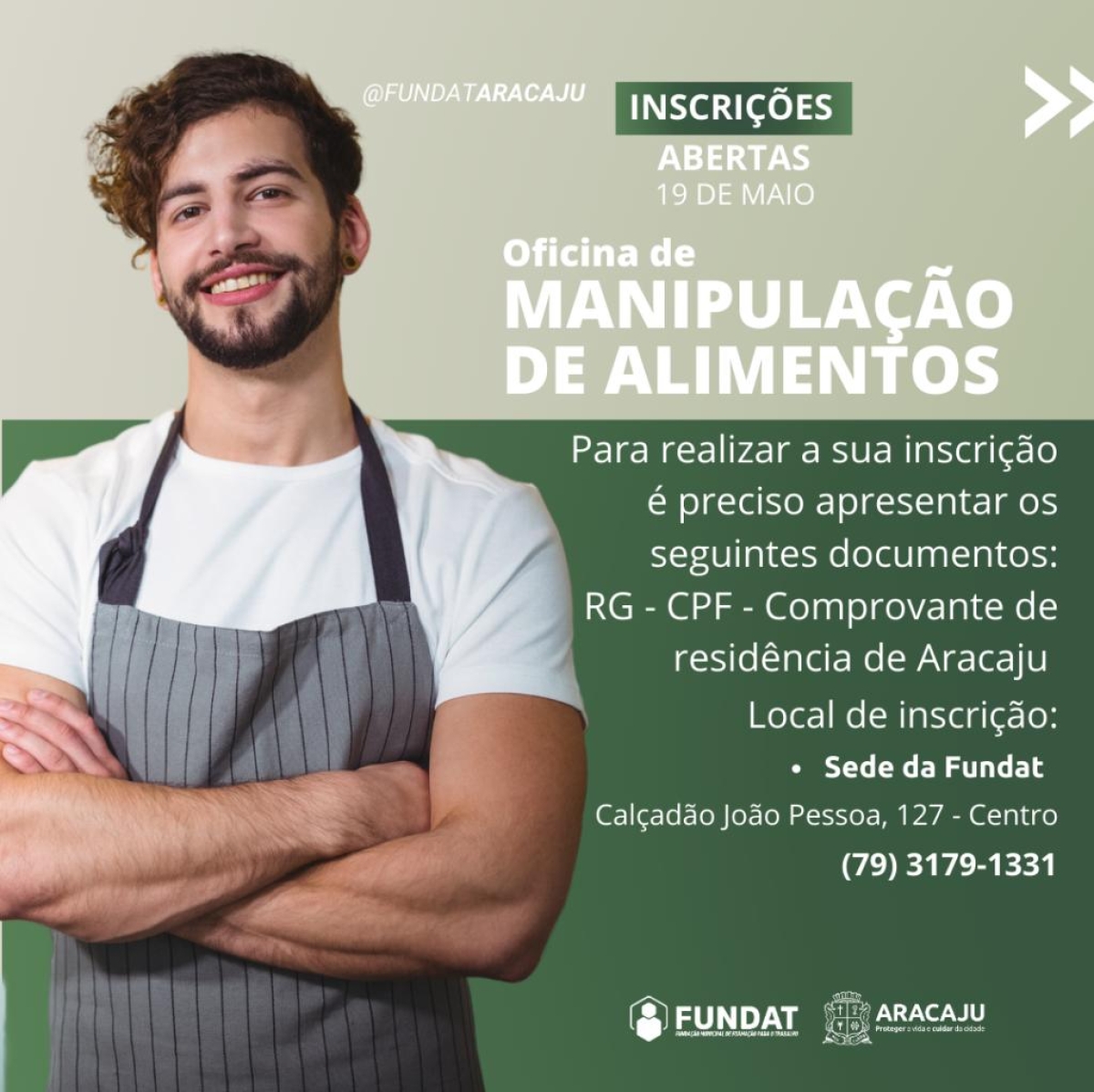 Fundat abre duas novas turmas para oficina de Manipulação de Alimentos - Arte: Fundat Aracaju