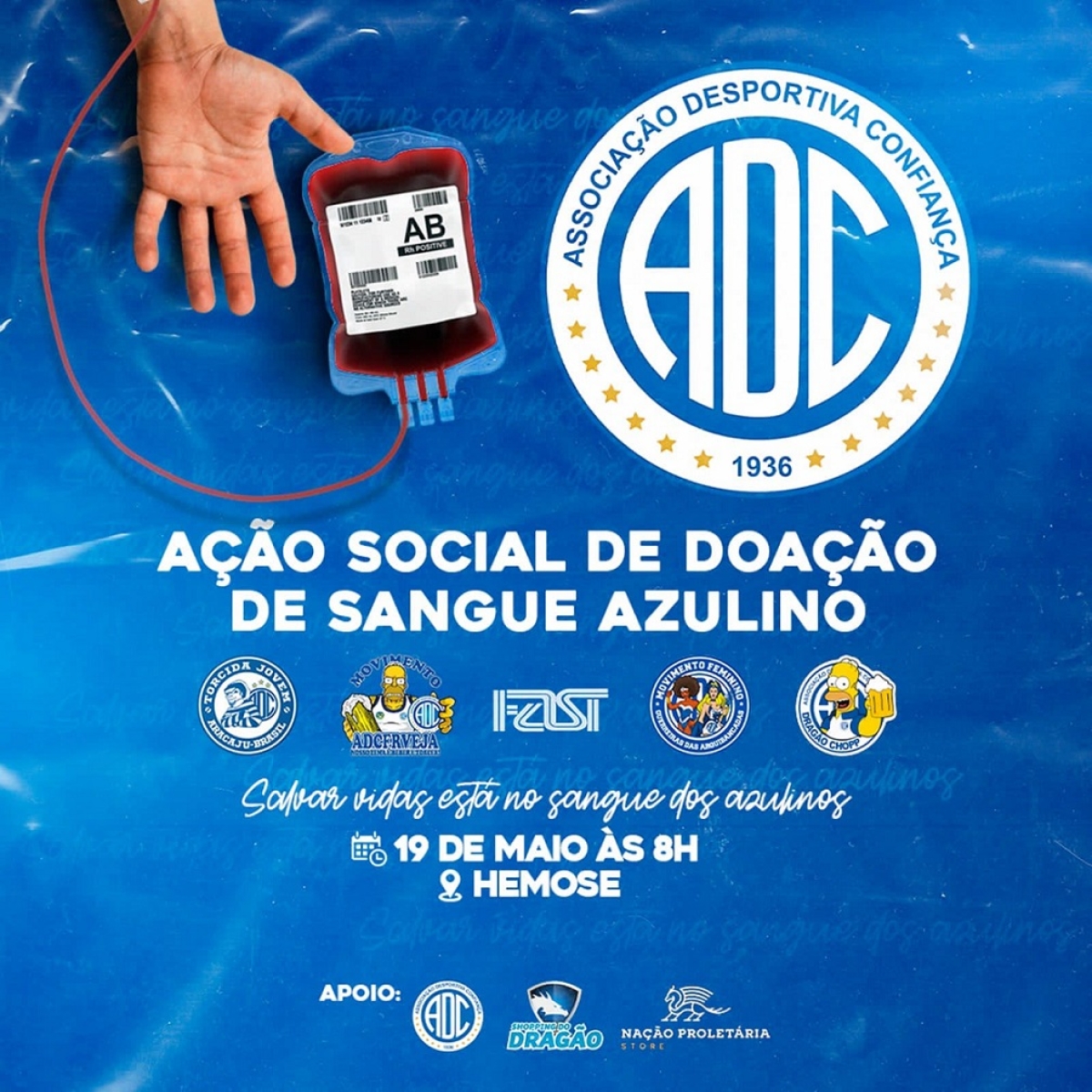 Torcida Jovem do Confiança realiza ação social de doação de sangue em Aracaju - Imagem: Divulgação