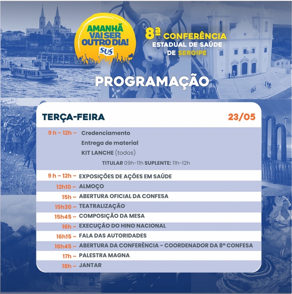 Programação da 8ª Conferência Estadual de Saúde de Sergipe - Imagem: Divulgação