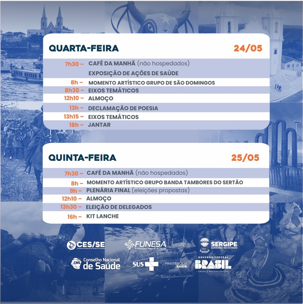 Programação da 8ª Conferência Estadual de Saúde de Sergipe - Imagem: Divulgação