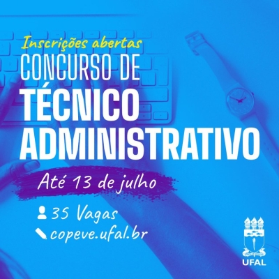 Ufal abre concurso com 35 vagas de níveis médio e superior - Imagem: Divulgação | Ufal