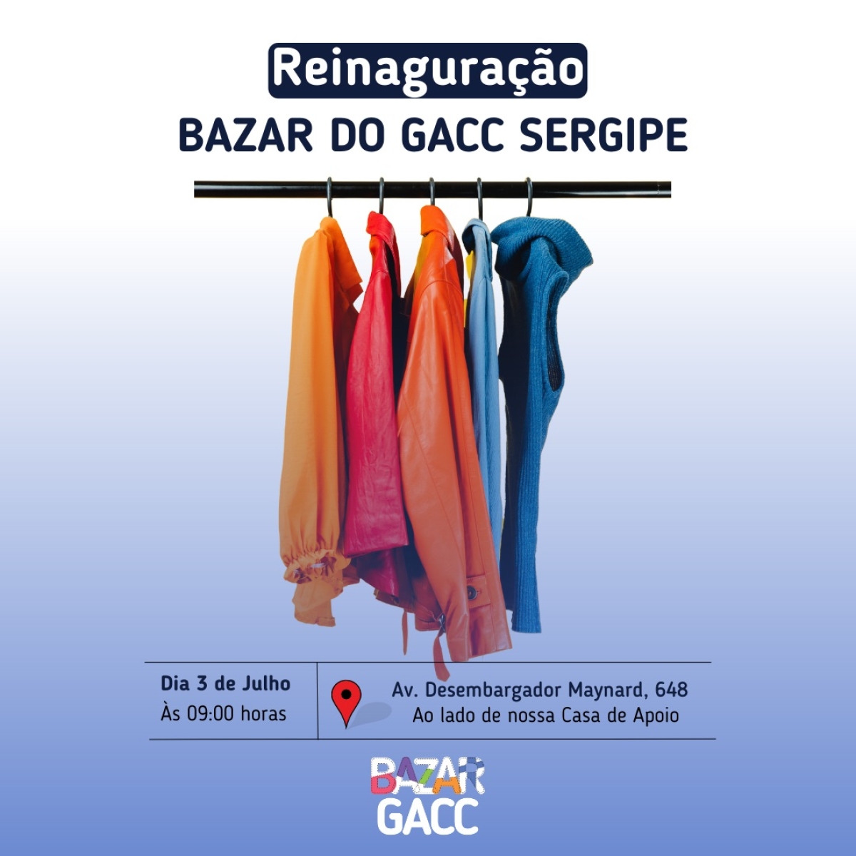 GACC/SE reinaugura o Bazar nesta segunda-feira, 3/7 - Imagem: GACC/SE GACC/SE reinaugura o Bazar nesta segunda-feira, 3/7 - Imagem: GACC/SE