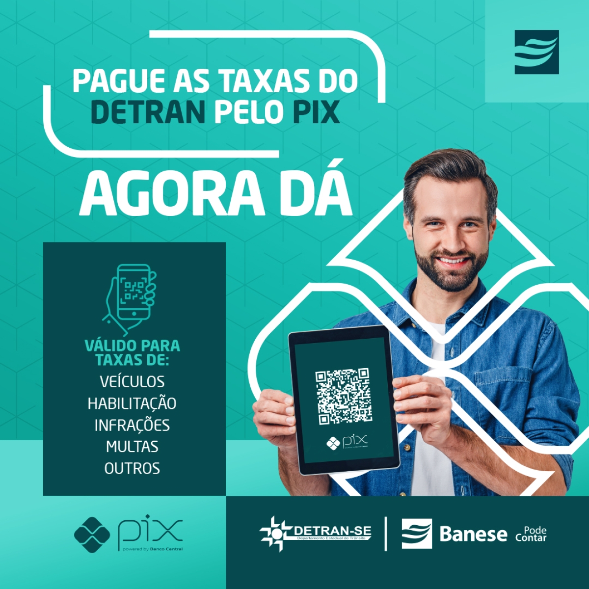 Banese e Detran lançam serviço para pagamento de taxas do órgão via Pix - Imagem: Divulgação