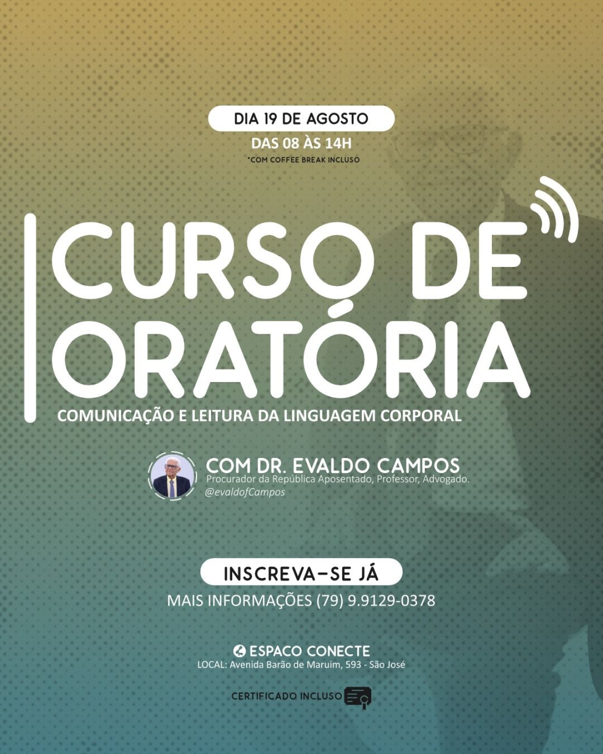 Curso de Oratória com Dr. Evaldo Campo - Imagem: Divulgação