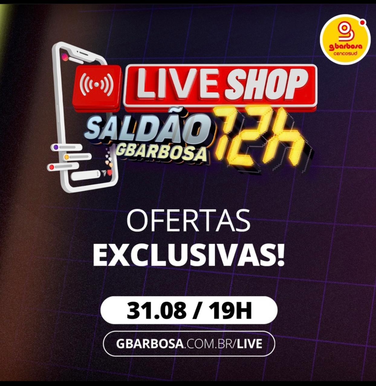 GBarbosa realiza sua 1ª live commerce no Saldão 72h - Imagem: Divulgação | GBarbosa