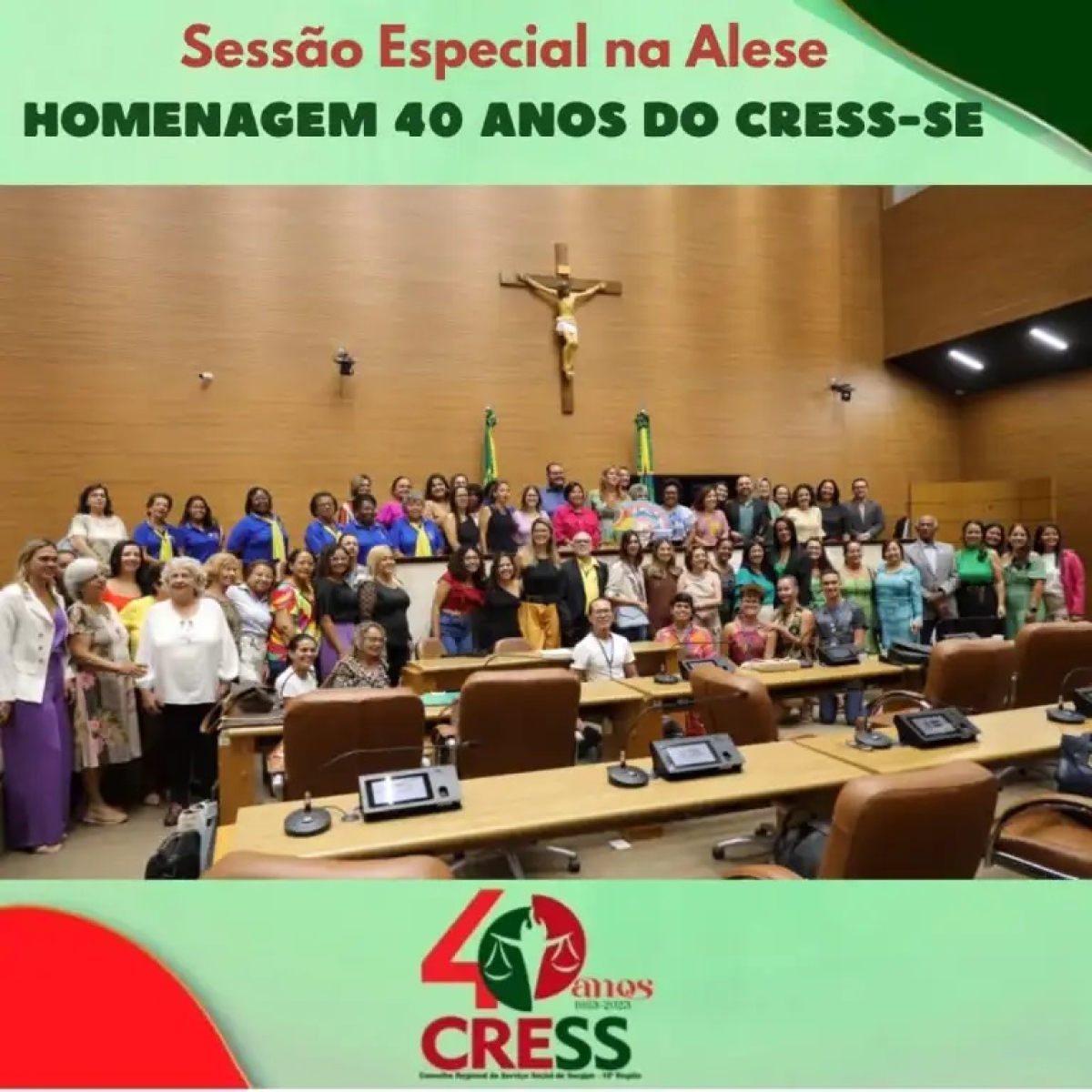 Sessão Especial na Alese homenageia os 40 anos do Conselho Regional de Serviço Social de Sergipe - Imagem: CRESS-SE