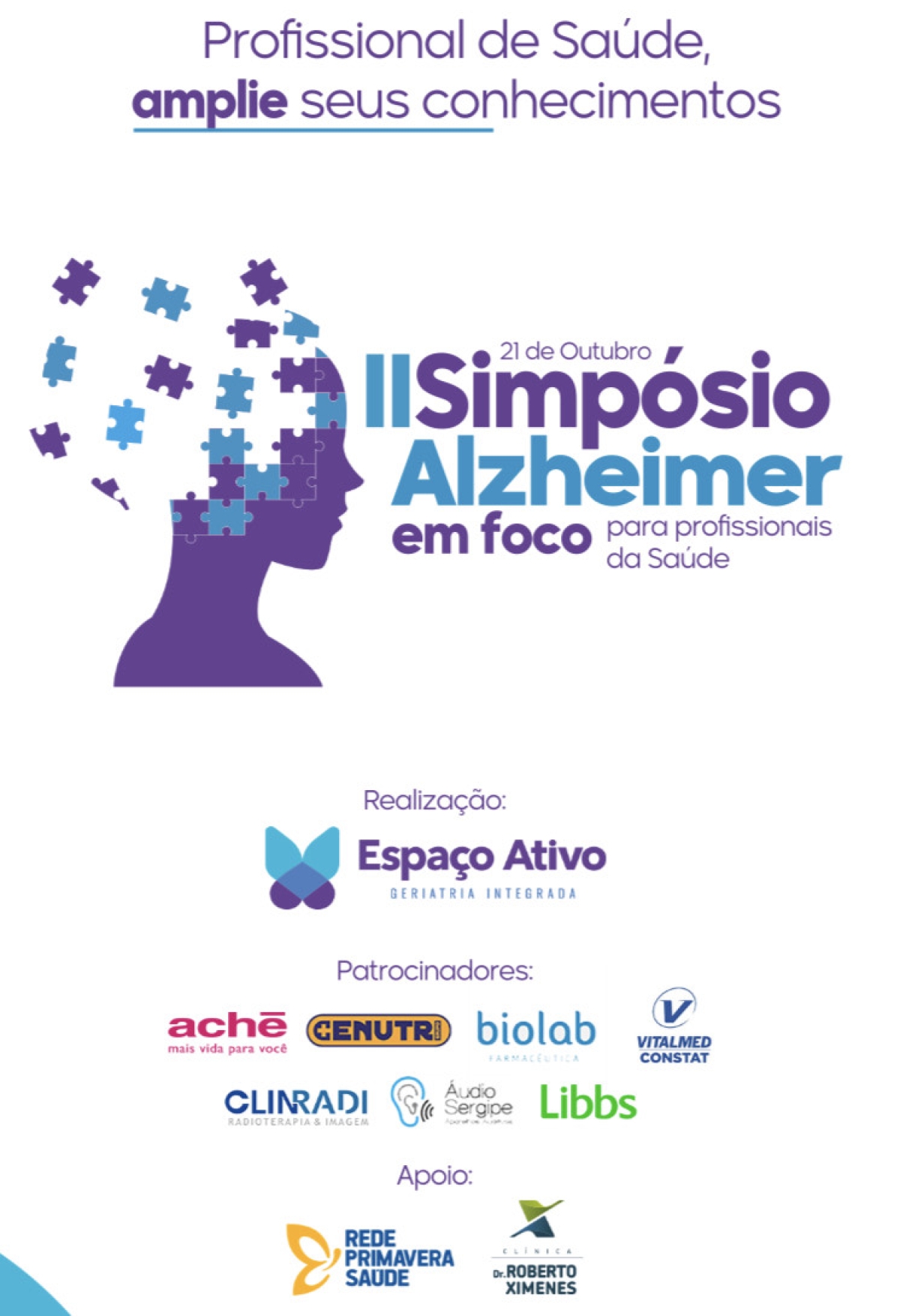 Aracaju recebe Simpósio sobre Alzheimer para estudantes e profissionais de saúde - Imagem: Divulgação