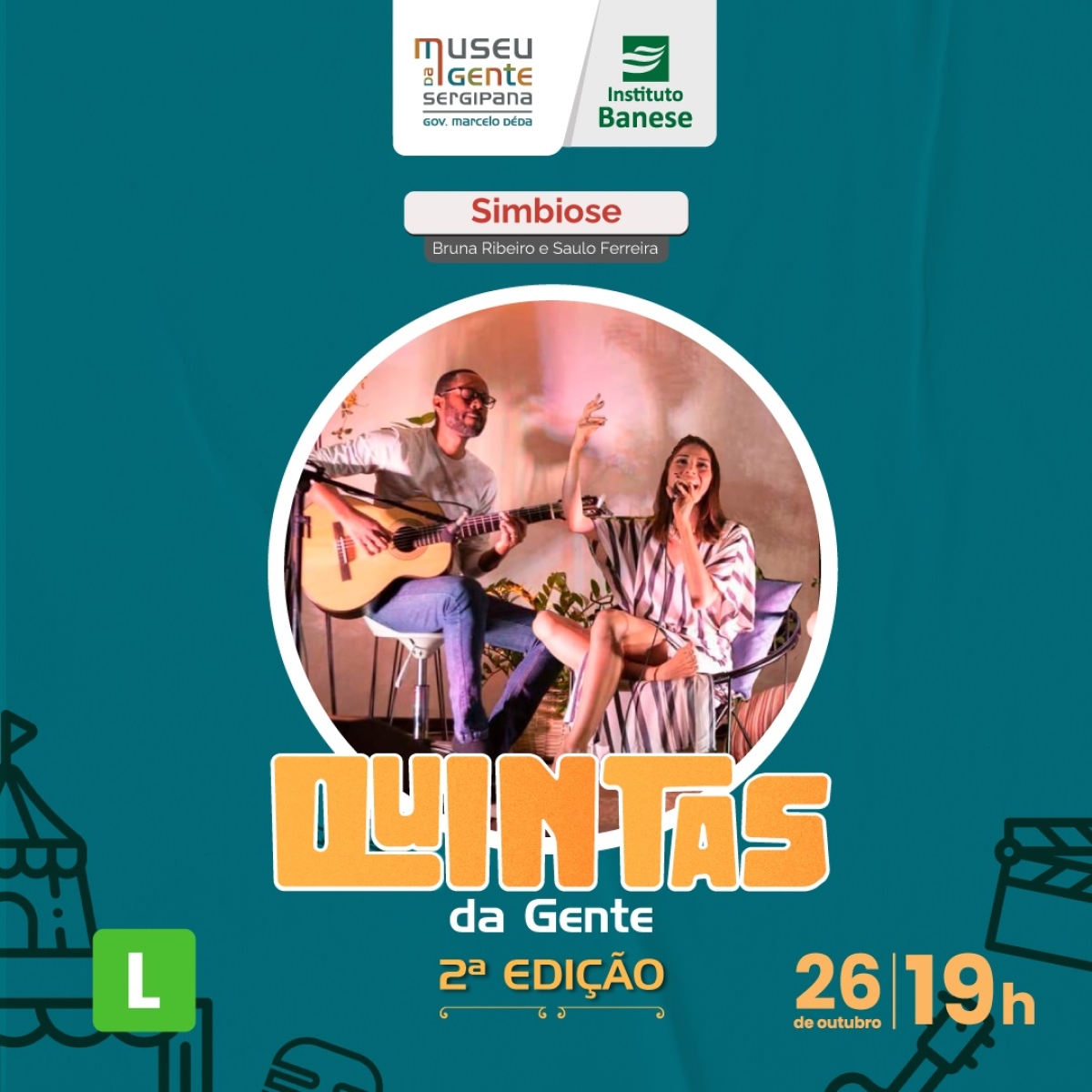 Duo Bruna Ribeiro e Saulo Ferreira apresentará o show "Simbiose" no Quintas da Gente - Imagem: Divulgação