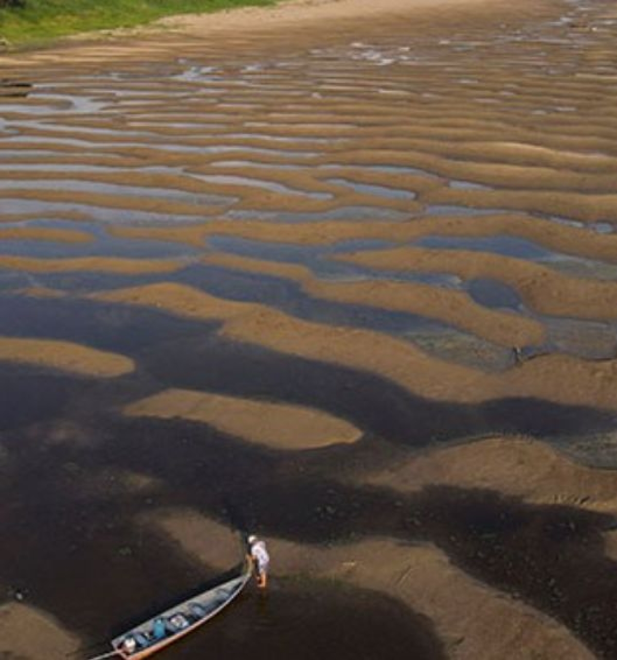 Bancos de areia em vez de água - o nível do Amazonas caiu para um mínimo histórico - Foto: Instagram | @climaeradar