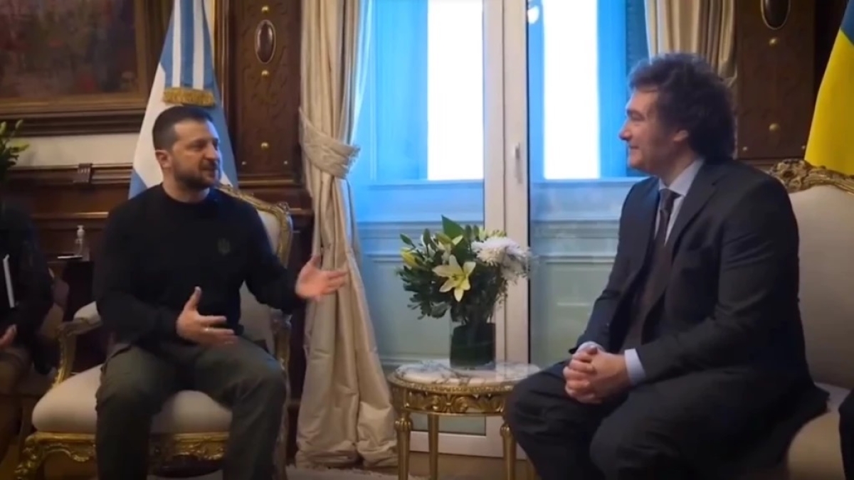 Zelensky e Milei em encontro bilateral - Foto: Reprodução | Print de vídeo | Twitter